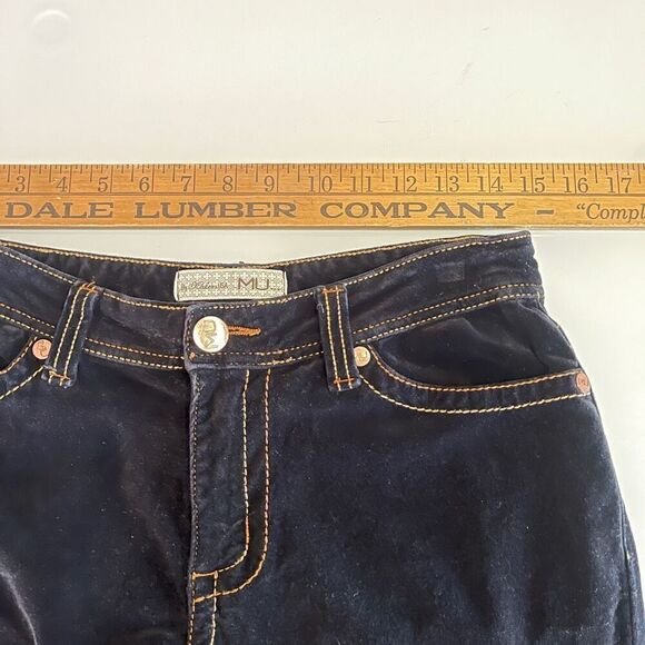 MU Makers USA Black Stretch Velveteen Boot Cut Embroidered Pockets Pants Size 4 - Picture 9 of 10